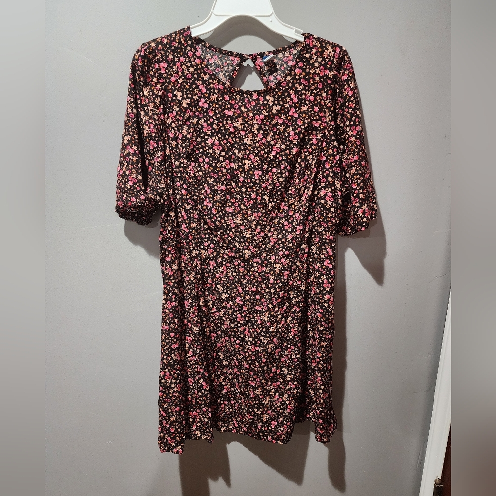 Old Navy Pink and Black Floral Mini Dress